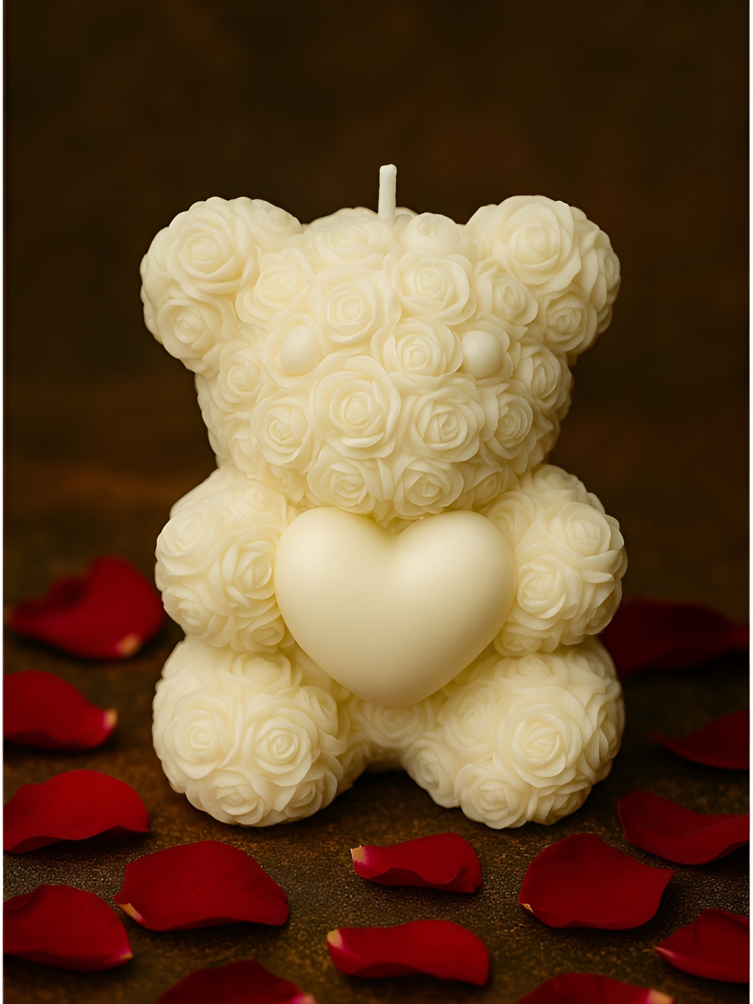 Mandy & Co White Teddy Bear Lead-Free Wick Scented Pillar Candle