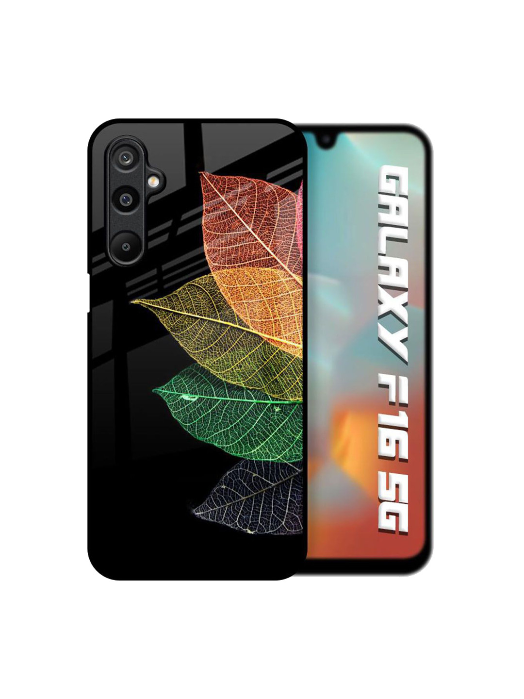 QRIOH Unisex Samsung Galaxy F16 5G Tropical Colorful Leaves Shockproof Glass Back Case