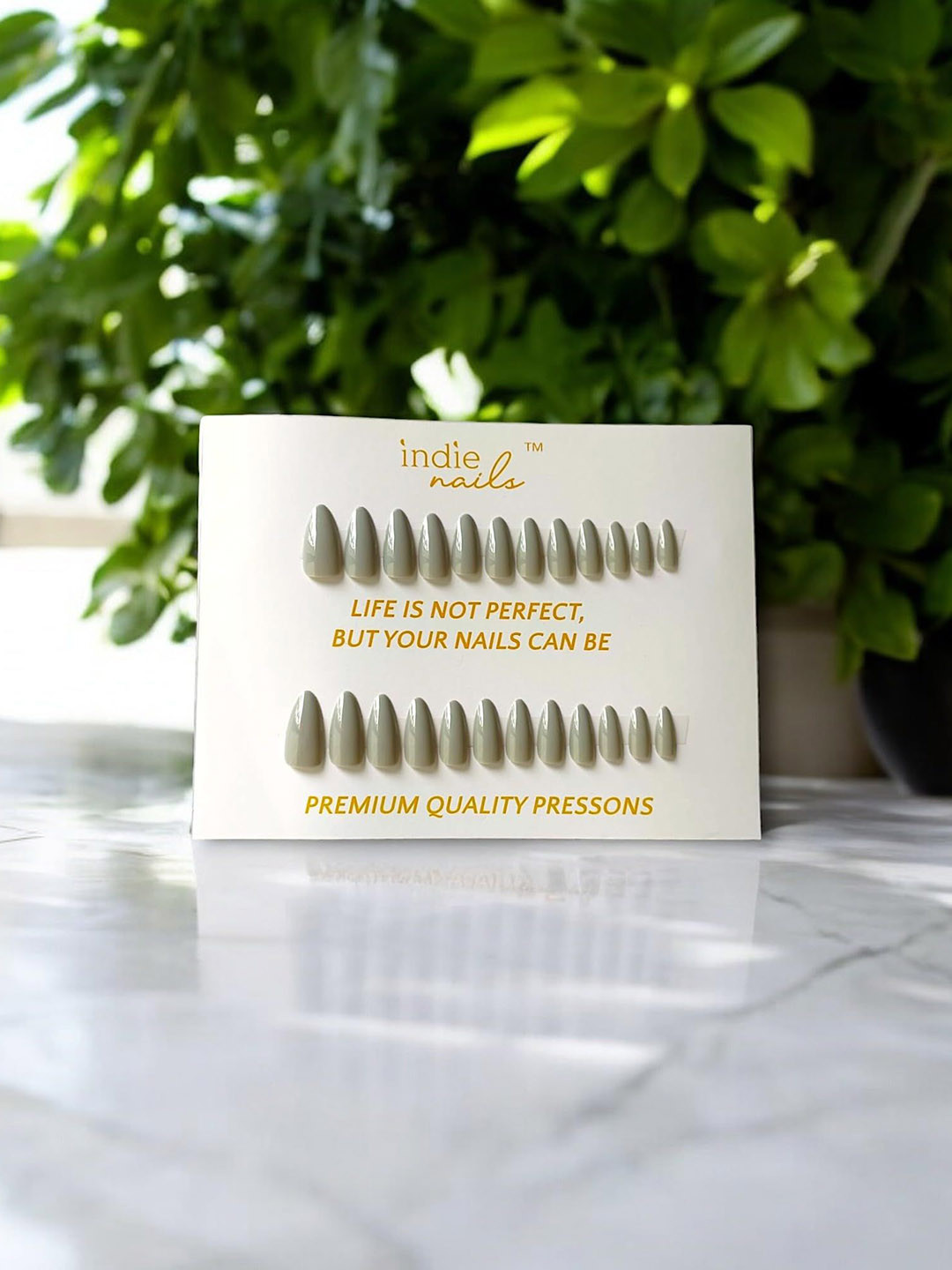 Indie Nails Set Of 24 Glossy Finish Long Length Stiletto Reusable Press-On Nails Kit