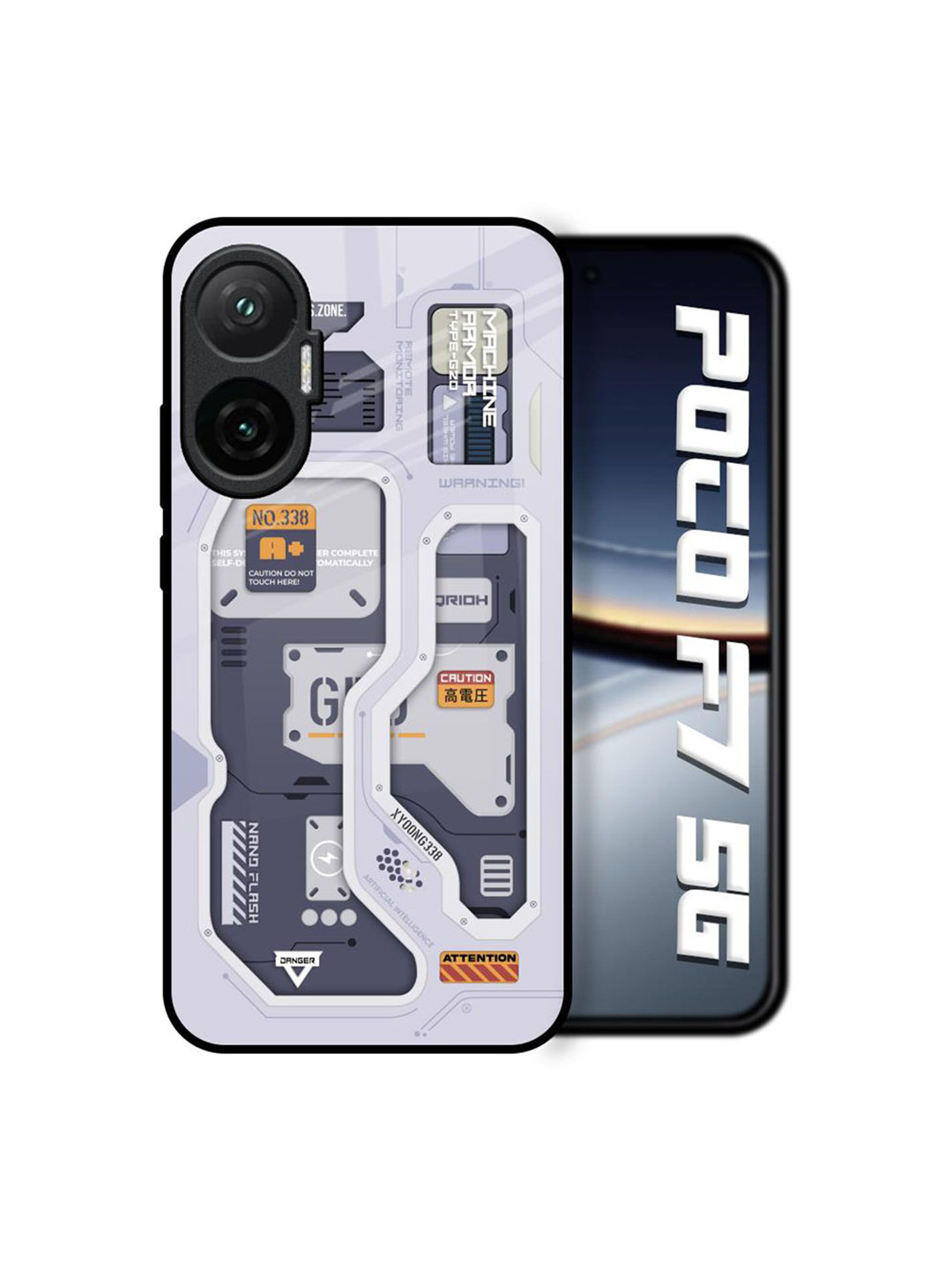 QRIOH Unisex Poco F7 5G Typography Tech Savvy Shockproof Glass Back Case