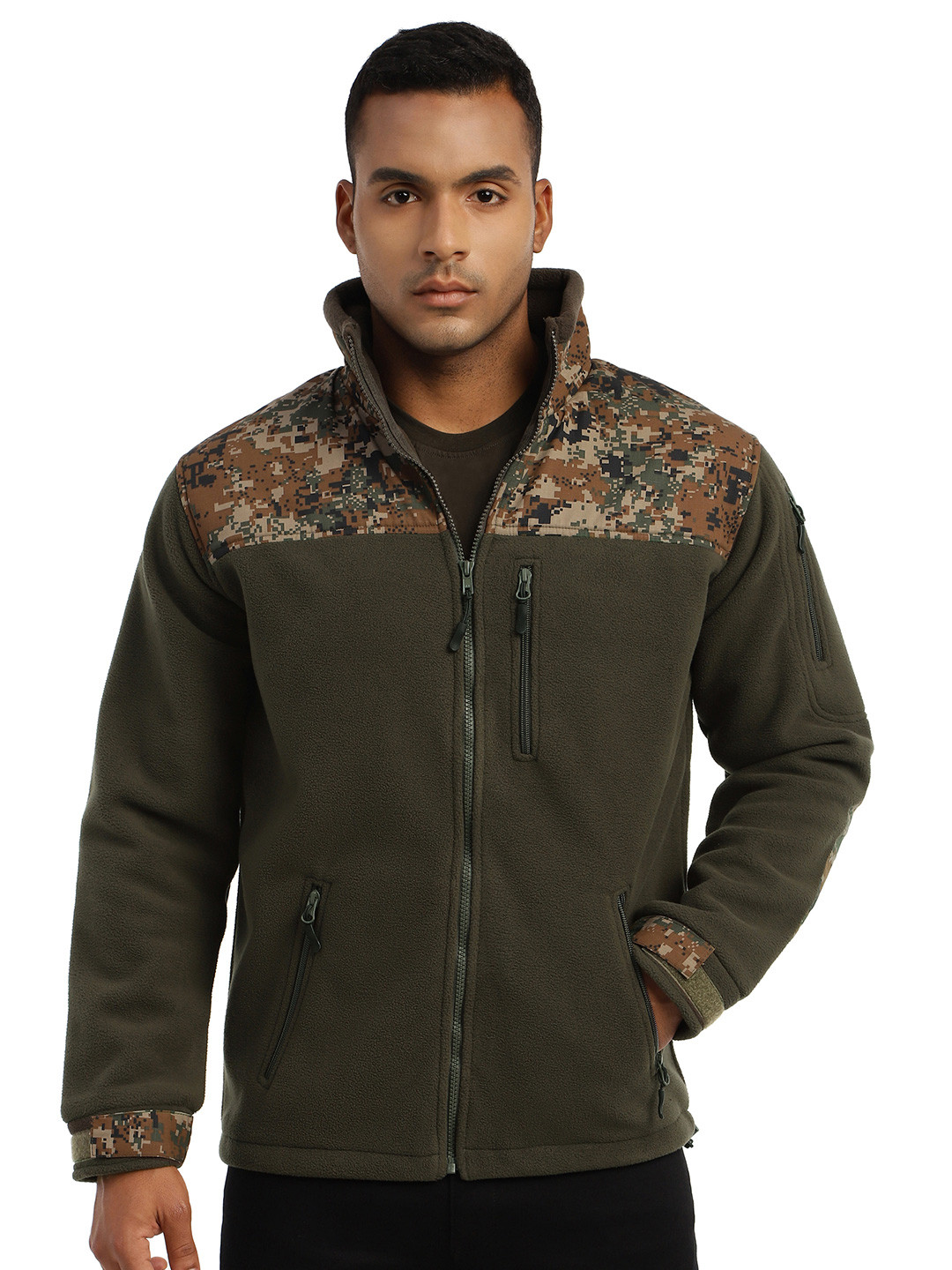 MOUNTMILLER Men's Camouflage Printed Ripstop Dual Superbond HLKN Fleece Tactical Jacket