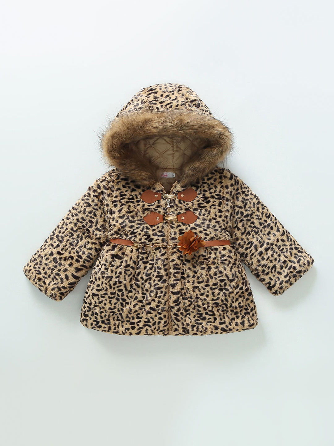 Hopscotch Girls Animal Print Hooded Coat