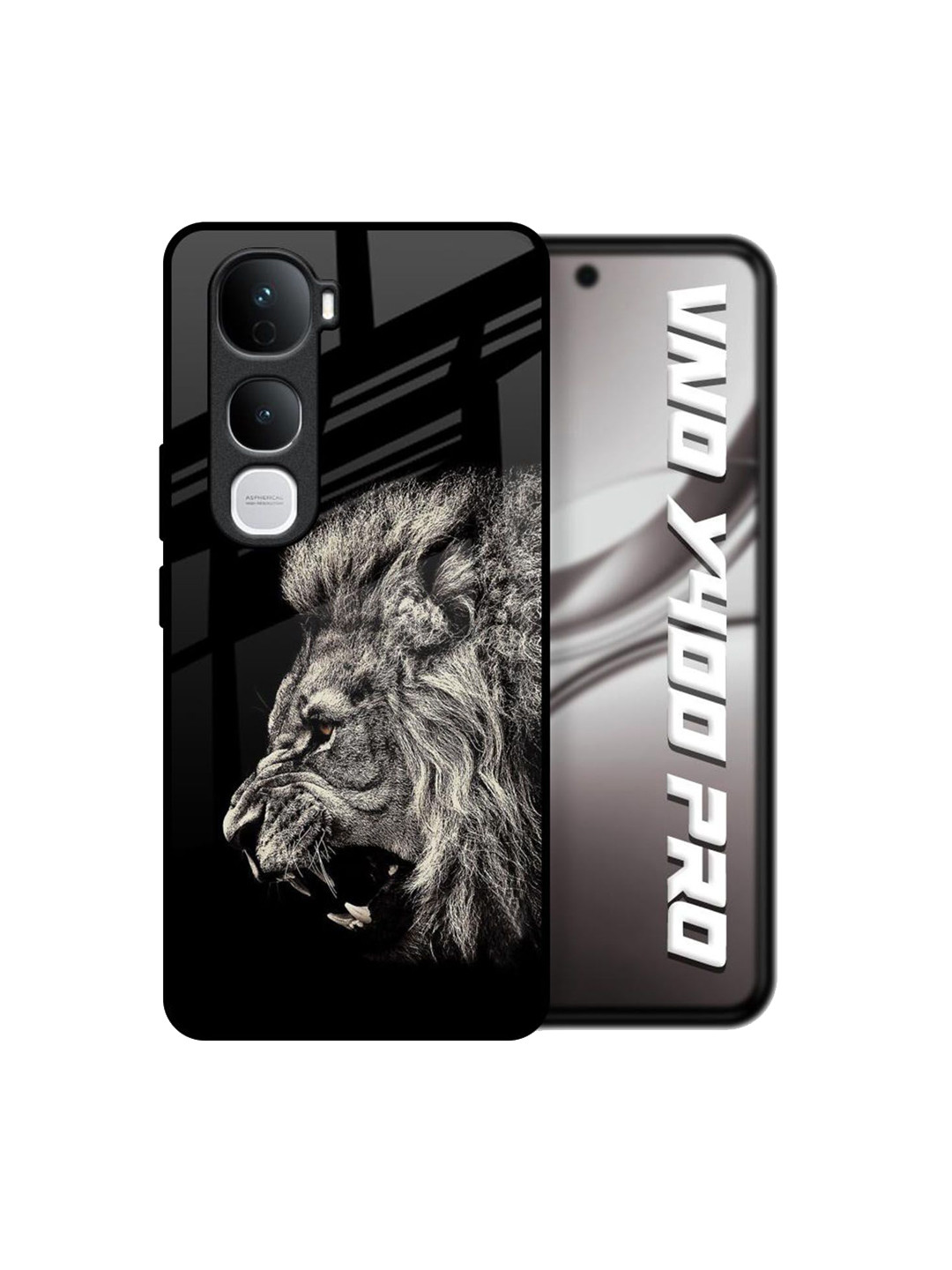 QRIOH Unisex Vivo Y400 Pro 5G Quirky Brave Lion Shockproof Glass Back Case