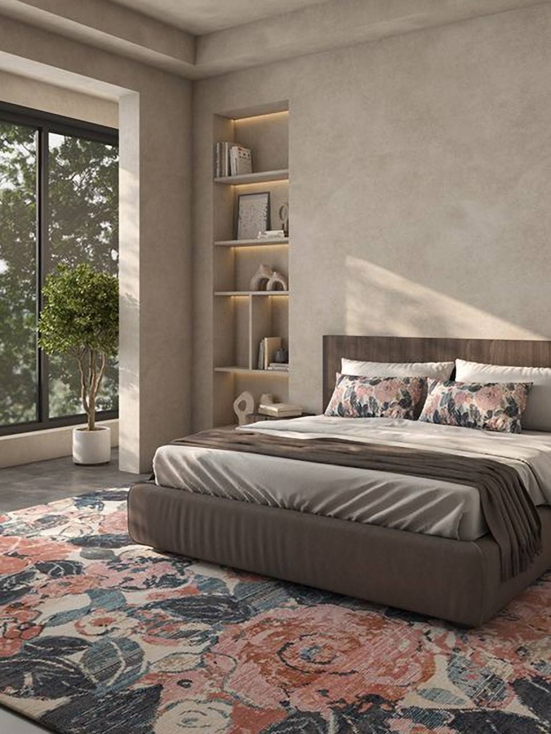 ASTERLANE Green & Rose Floral Carpet