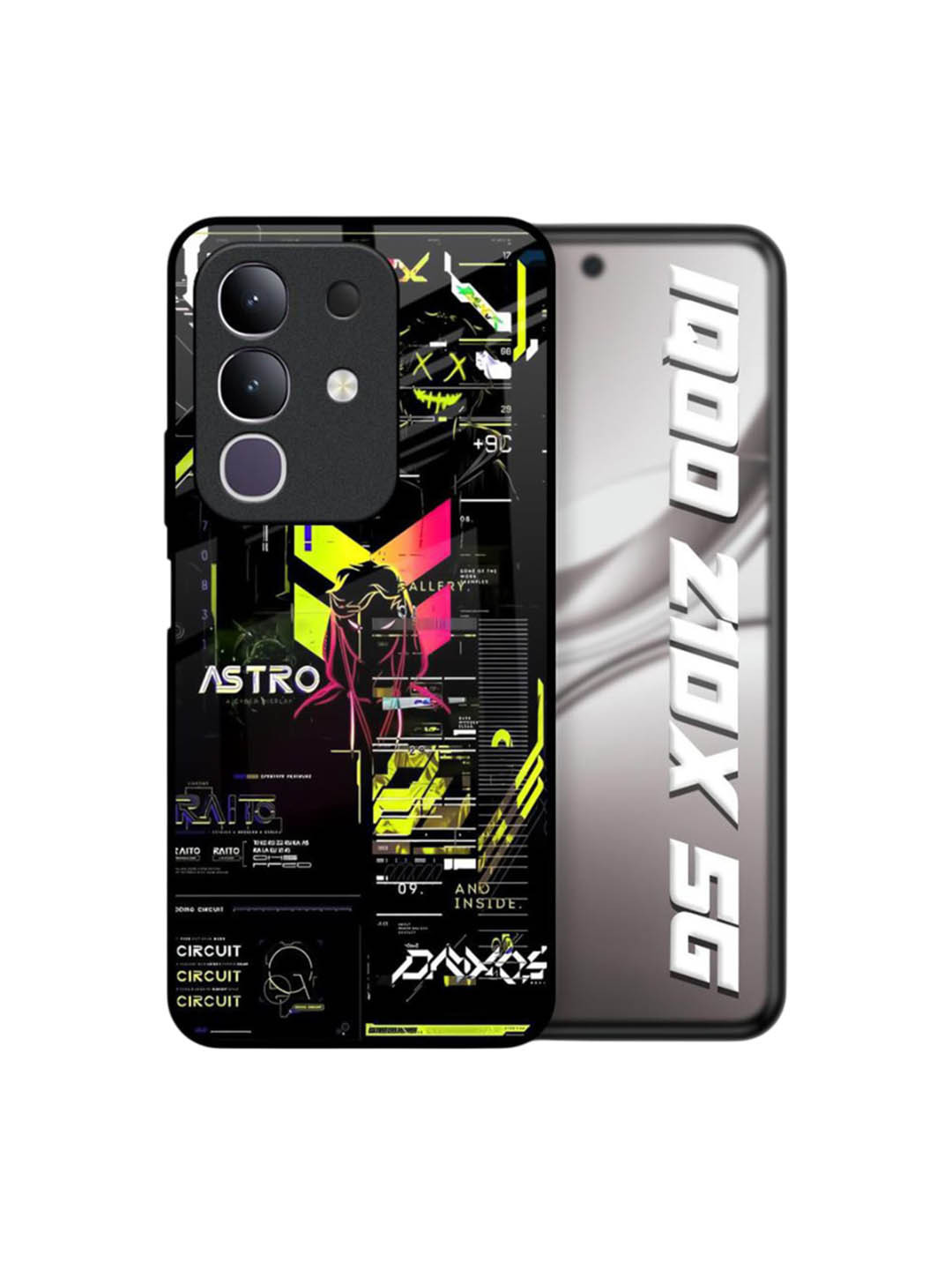 QRIOH Unisex IQOO Z10x 5G Typography Astro Glitch Shockproof Glass Back Case