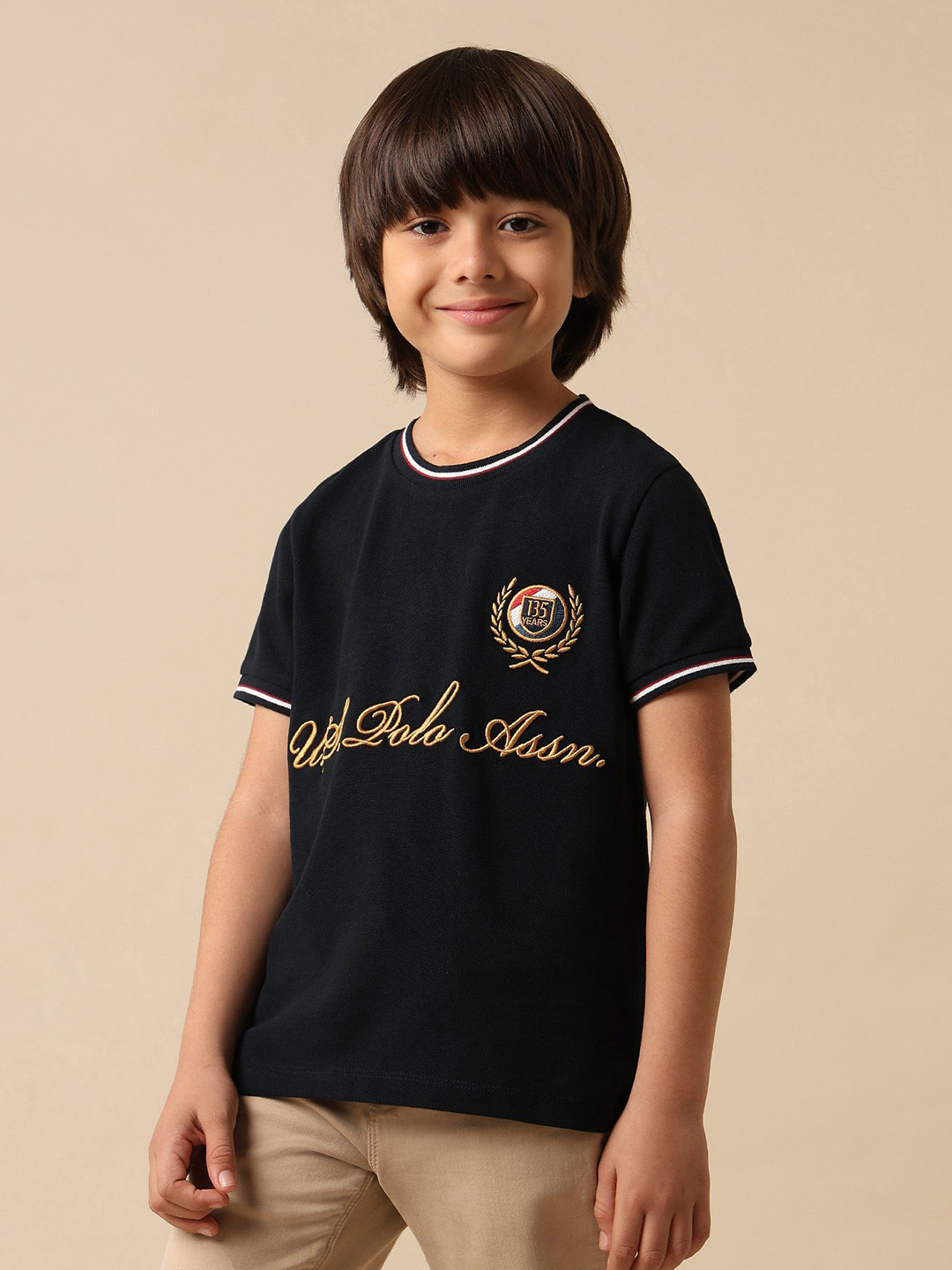 Uspa Kids Boys Brand Embroidered Pure Cotton T-shirt