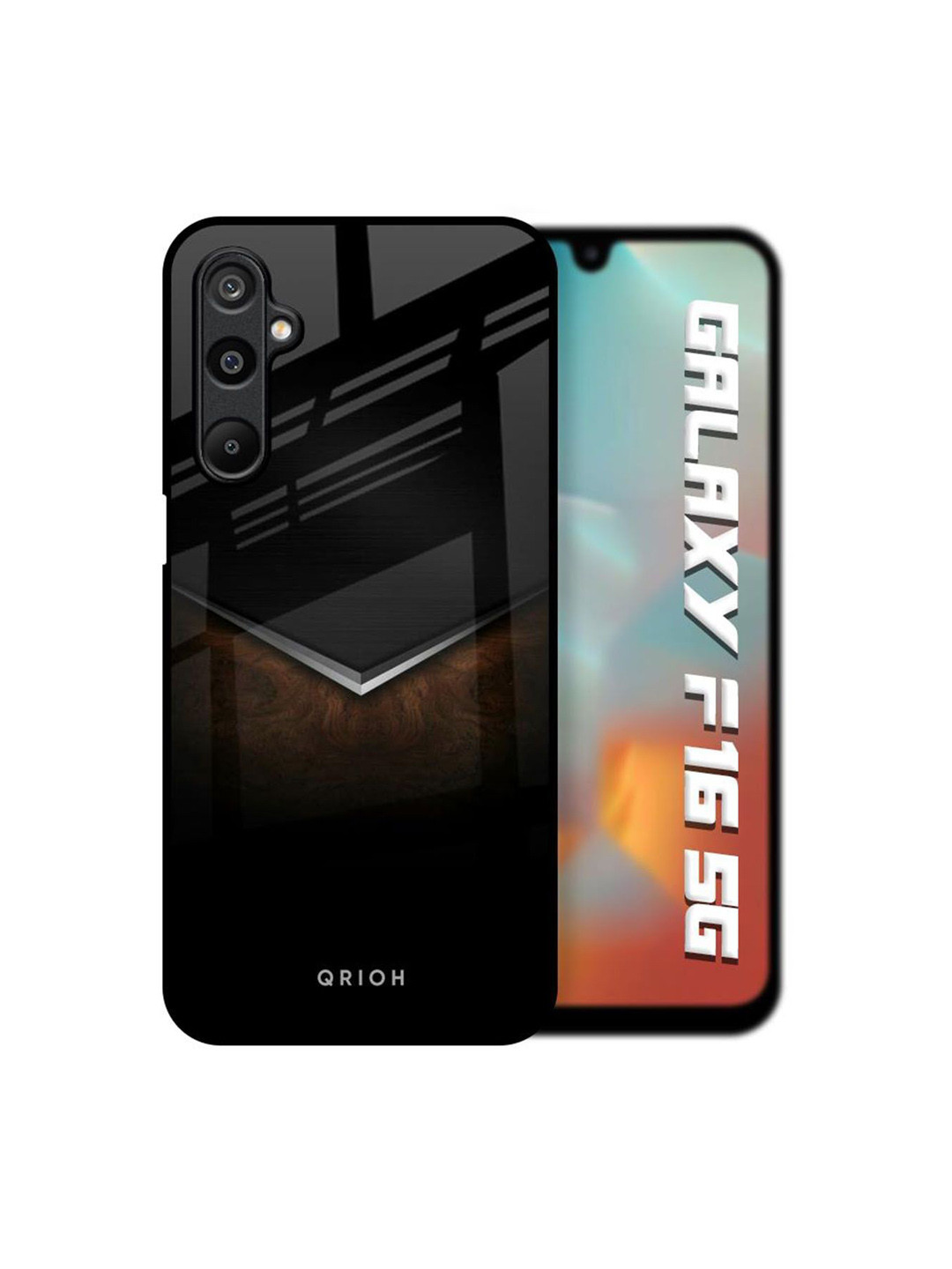 QRIOH Unisex Samsung Galaxy F16 5G Quirky Dark Walnut Shockproof Real Glass Back Case