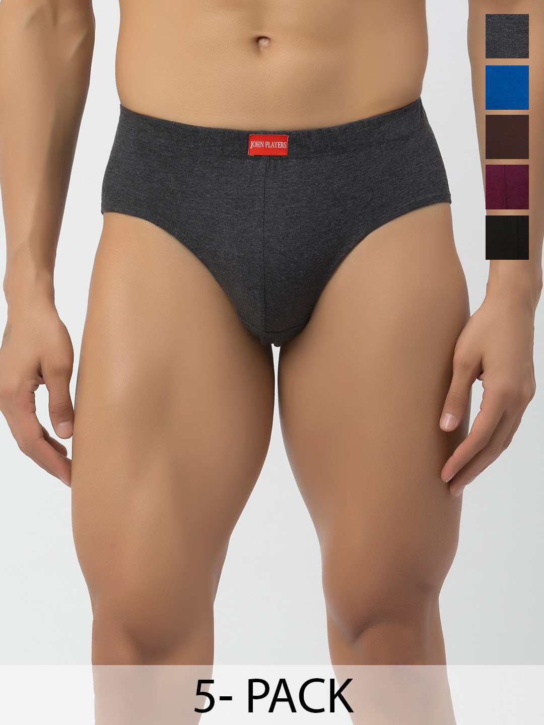 John Players Pack Of 5 Mid-Rise Rash-Free Basic Briefs COMBOJP40S