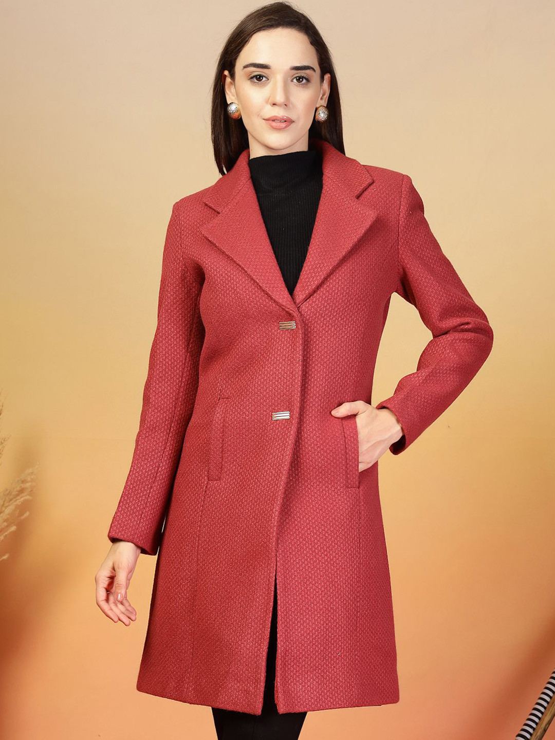 Thirty Threads Women Self Design Longline Overcoat