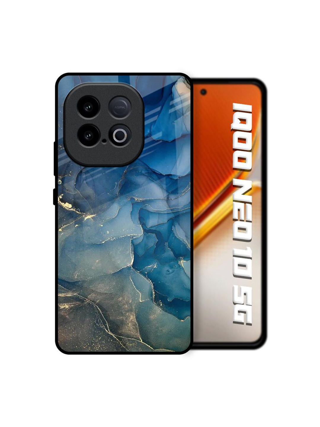 QRIOH Unisex iQOO Neo 10 5G Abstract Cool Marble Shockproof Real Glass Back Case