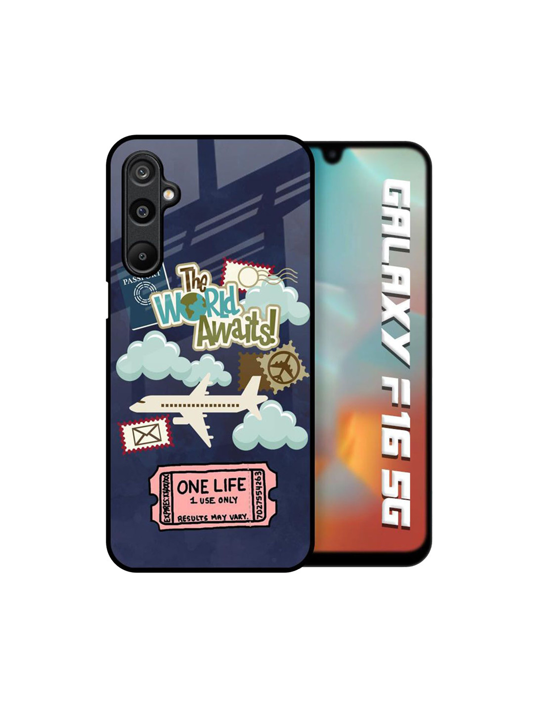 QRIOH Unisex Samsung Galaxy F16 5G Floral Tour The World Shockproof Glass Back Case