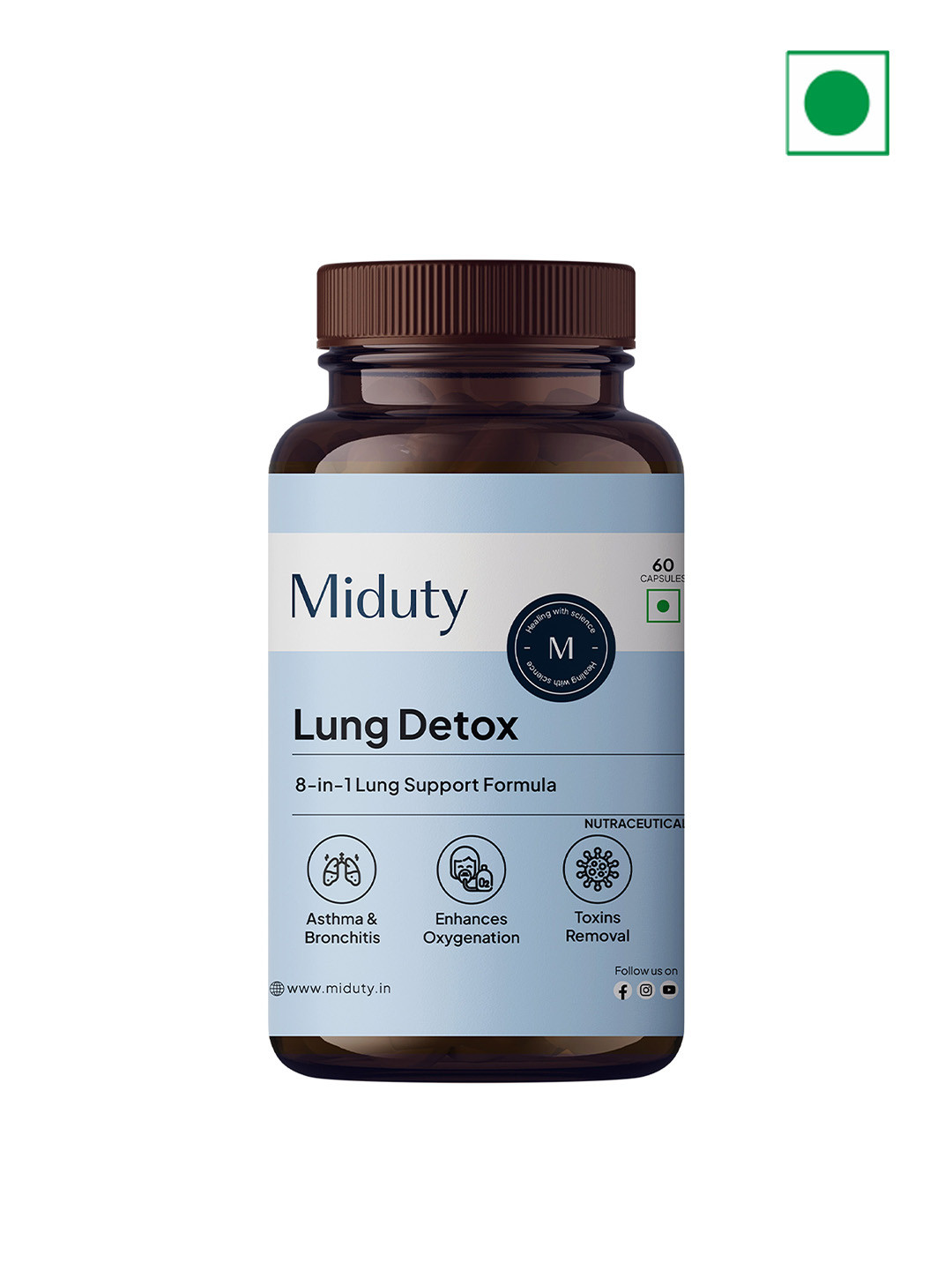 MIDUTY Lung Detox For Asthma & Bronchitis - 60 Capsules