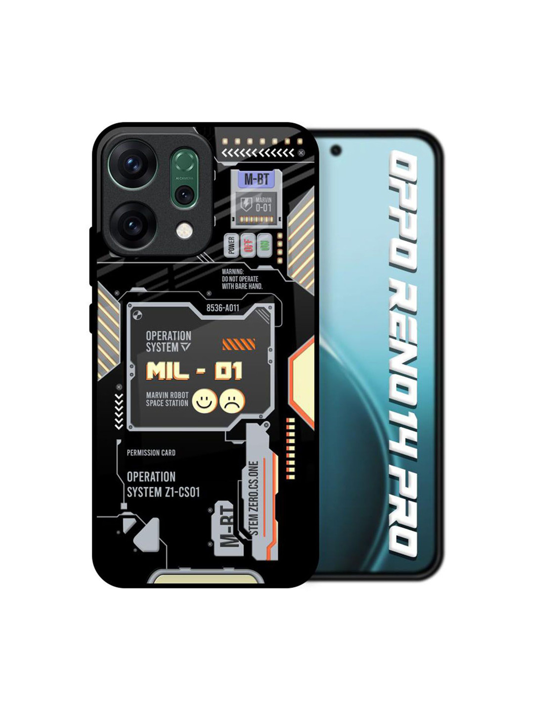 QRIOH Unisex Oppo Reno14 Pro 5G Typography Exposed Parts Shockproof Glass Back Case