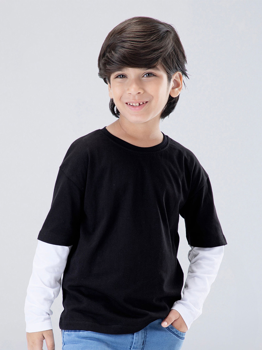 Hopscotch Kids Boys Mock Twin Layer Cotton T-shirt