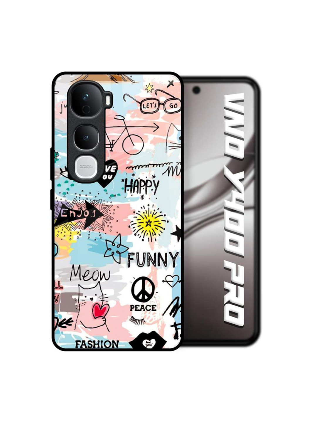 QRIOH Unisex Vivo Y400 Pro 5G Typography Just For You Shockproof Glass Back Case