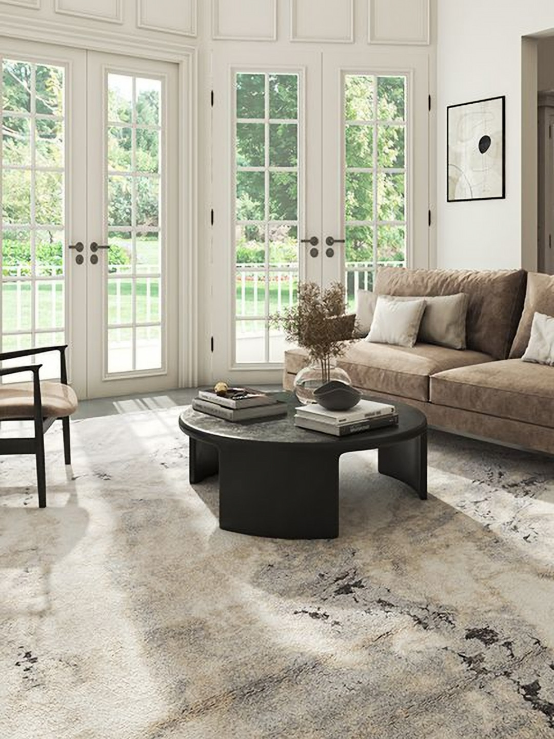 ASTERLANE Cream & Brown Shaggy Carpet
