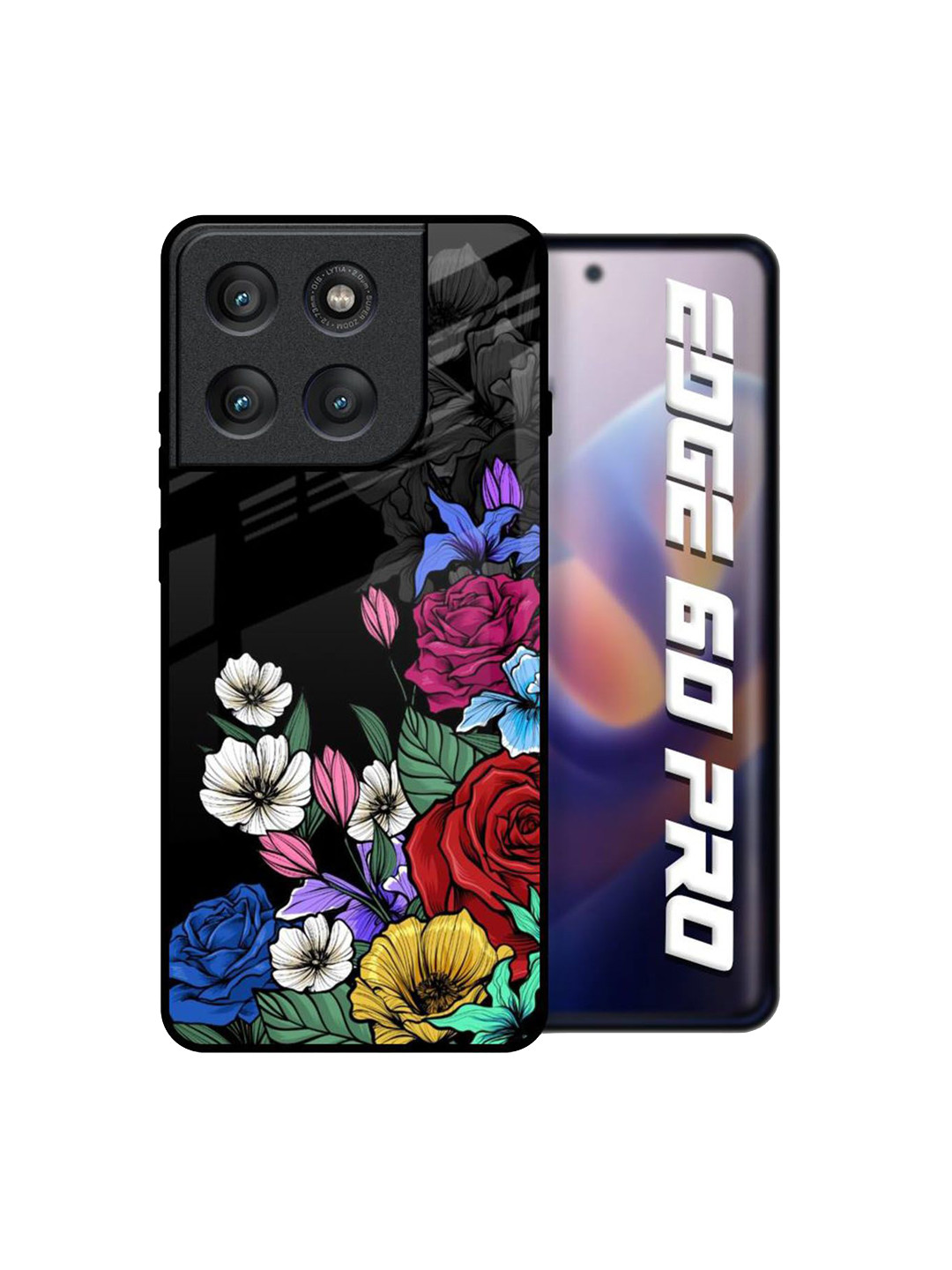 QRIOH Unisex Motorola Edge 60 Pro Floral Rose Flower Bunch Art Shockproof Glass Back Case