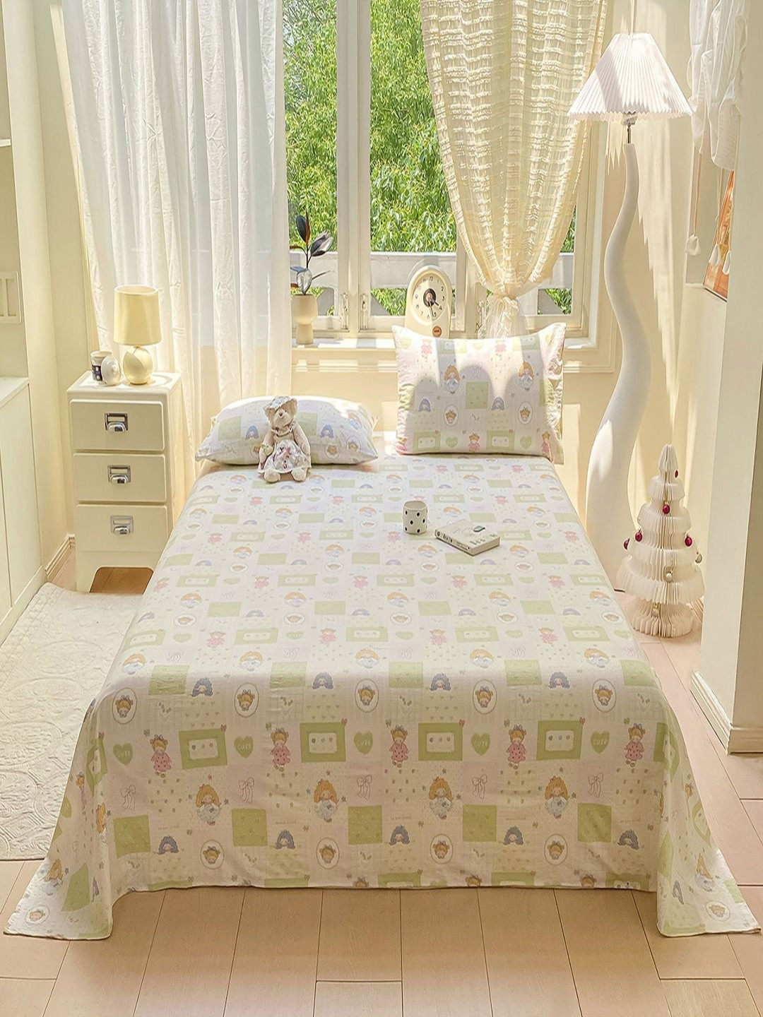 JC HOME White 140 TC King Bedsheet Set-2.3 m x 2.5 m