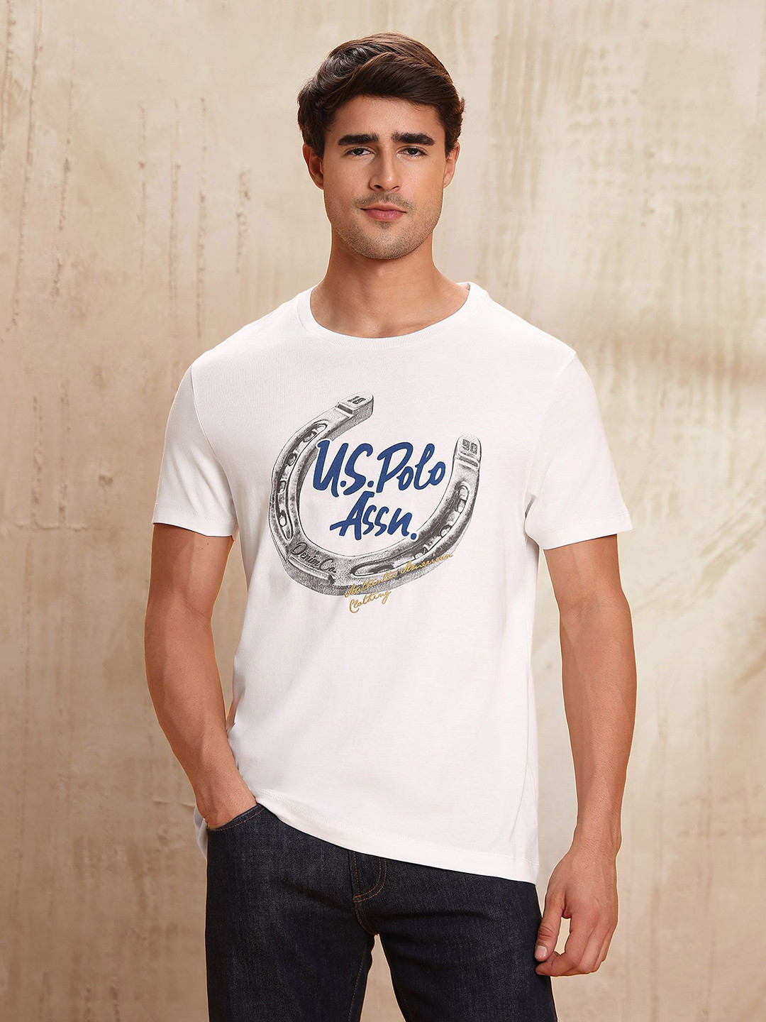 U.S. Polo Assn. Denim Co. Men Graphic Brand Printed Muscle Fit Cotton T-shirt