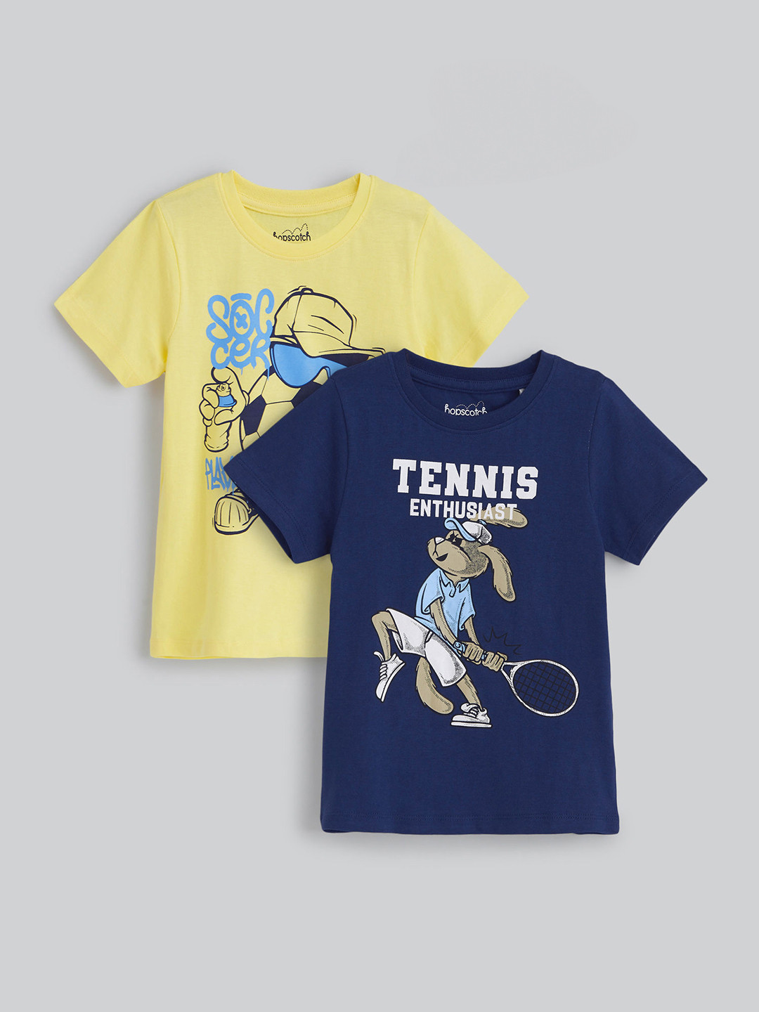 Hopscotch Boys Pack Of 2 Printed Sports T-shirts