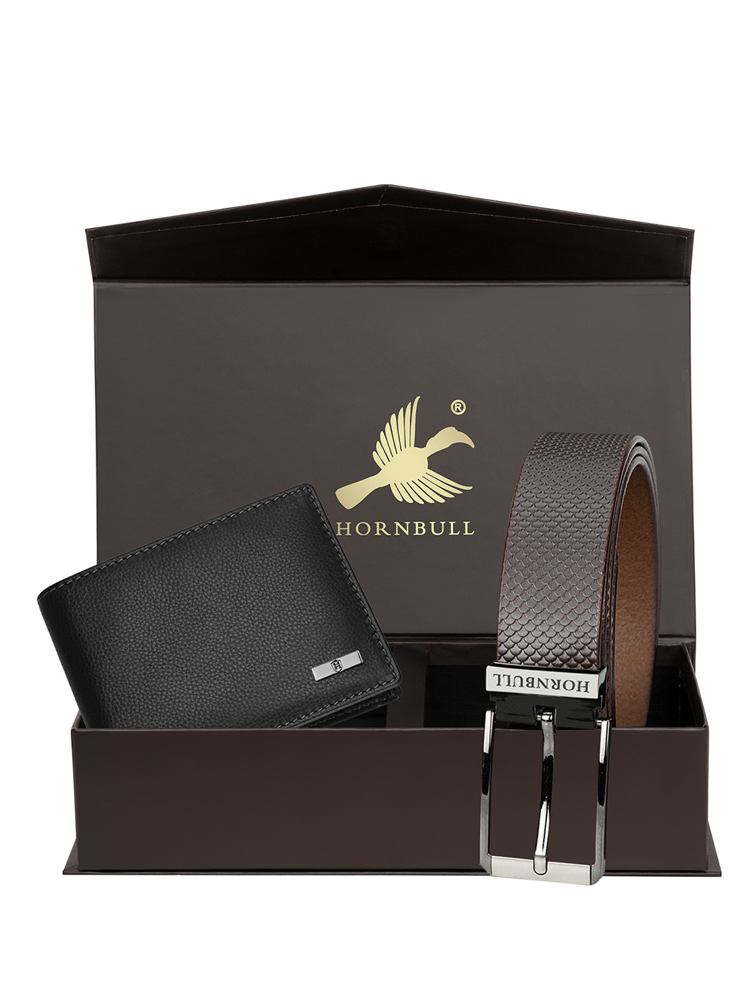 Hornbull Men Maddison Leather RFID Protected Wallet & Belt Accessory Gift Set