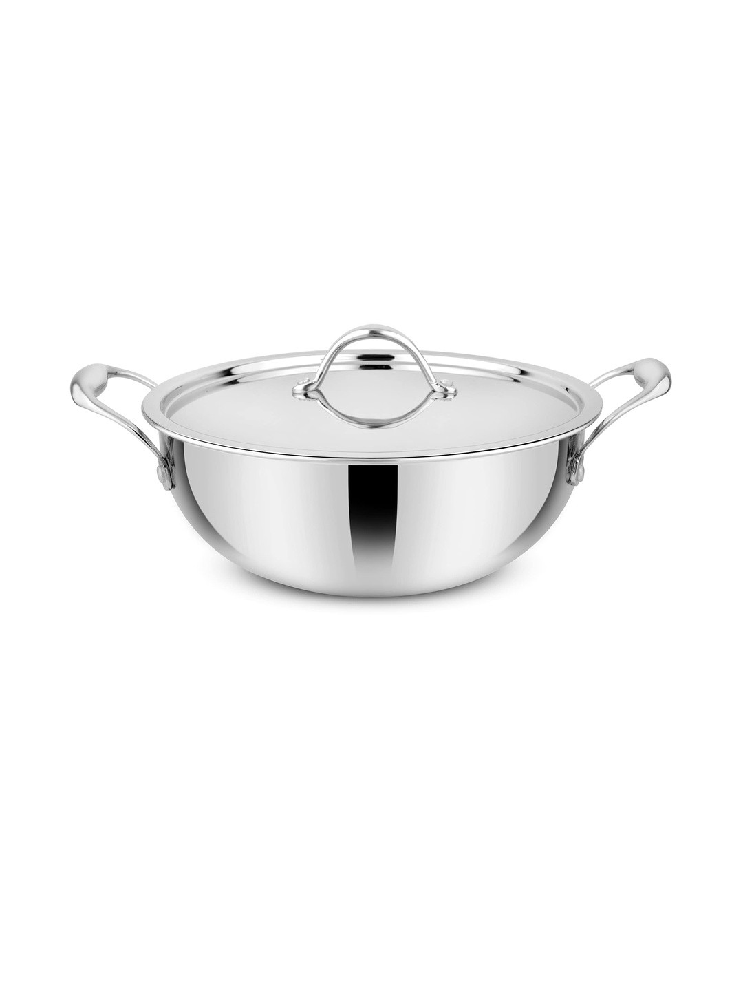 Prabha Prima Deep Stainless Steel Induction & Non Induction Kadhai with Lid 2.8L