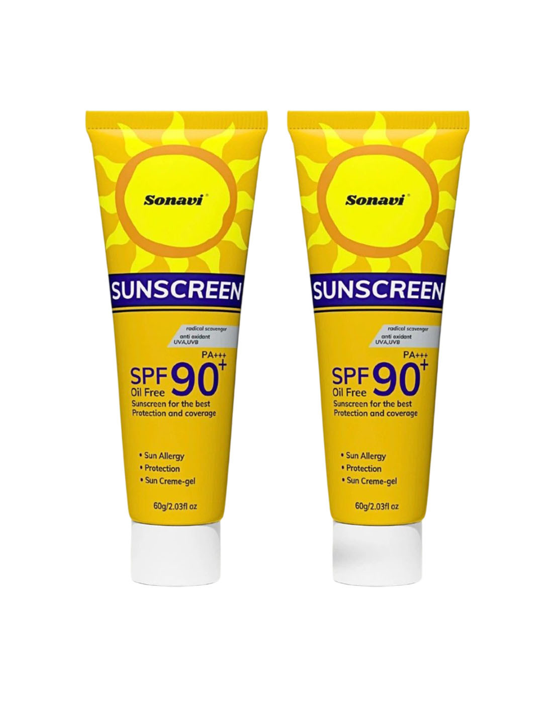Sonavi Set Of 2 Super Bright Even Toned Sunscreen Gel SPF 90+ PA+++ - 60 g Each