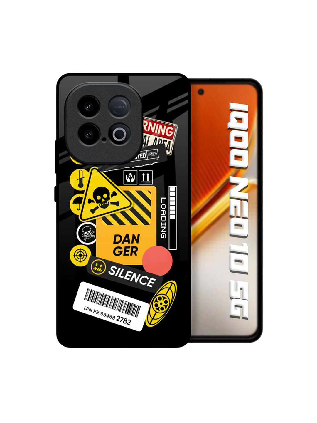 QRIOH Unisex iQOO Neo 10 5G Typography Danger Signs Shockproof Glass Back Case
