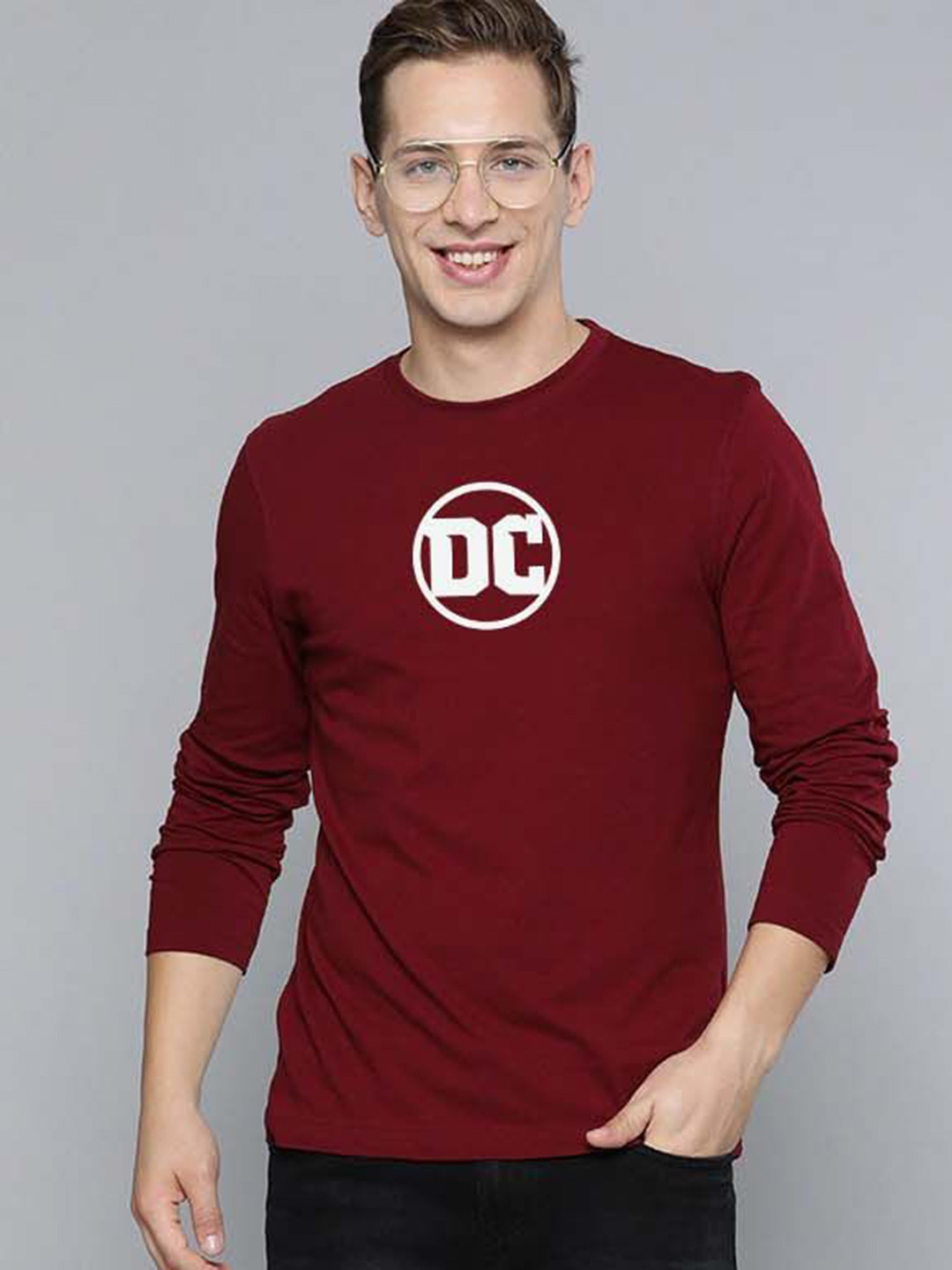 Organic Chics Men DC Comics Bio Finish Typography Printed Round Neck Cotton T-shirt