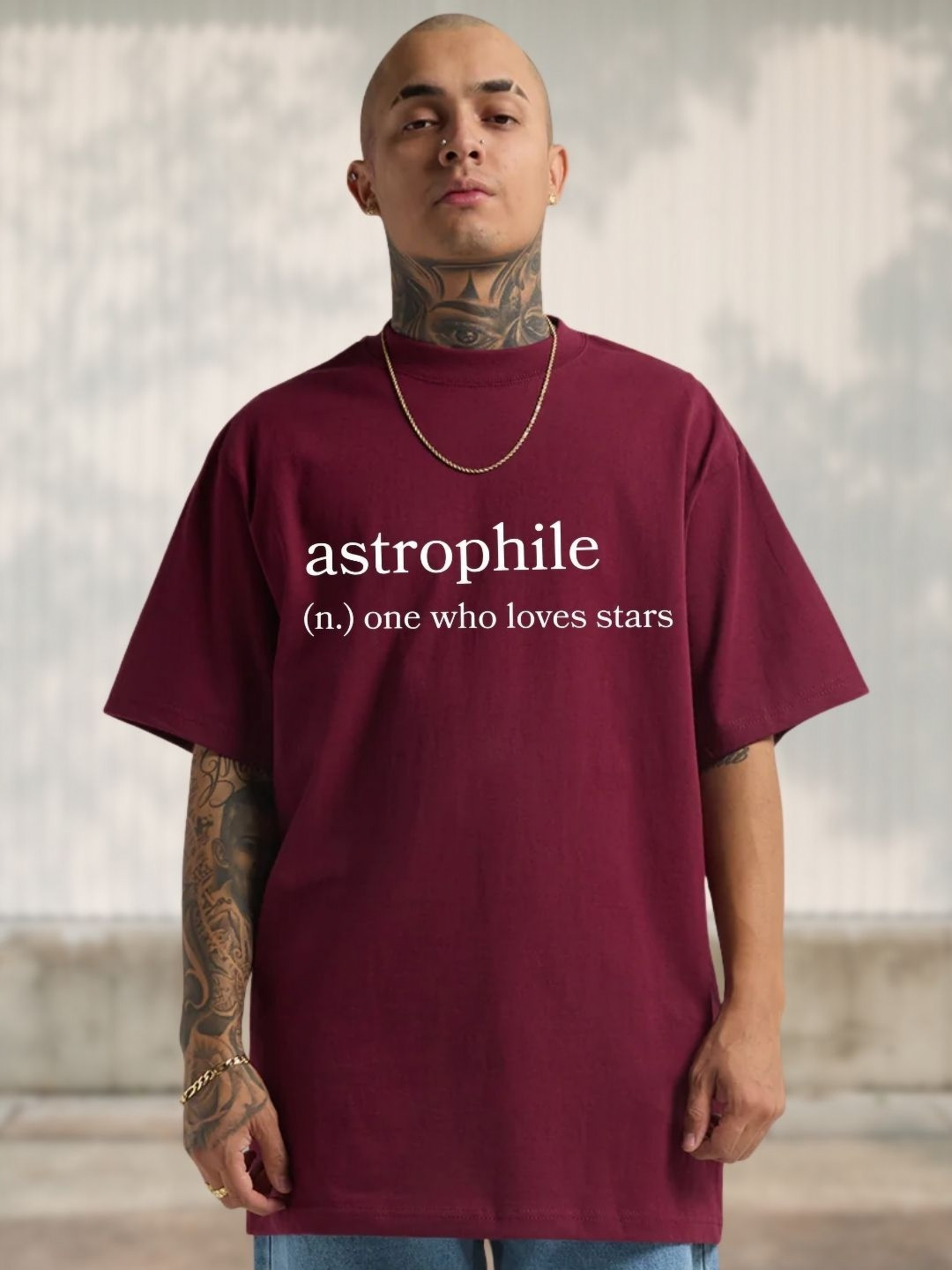 Cool Plus Men Astrophile Typography Printed Round Neck Cotton Oversized T-shirt
