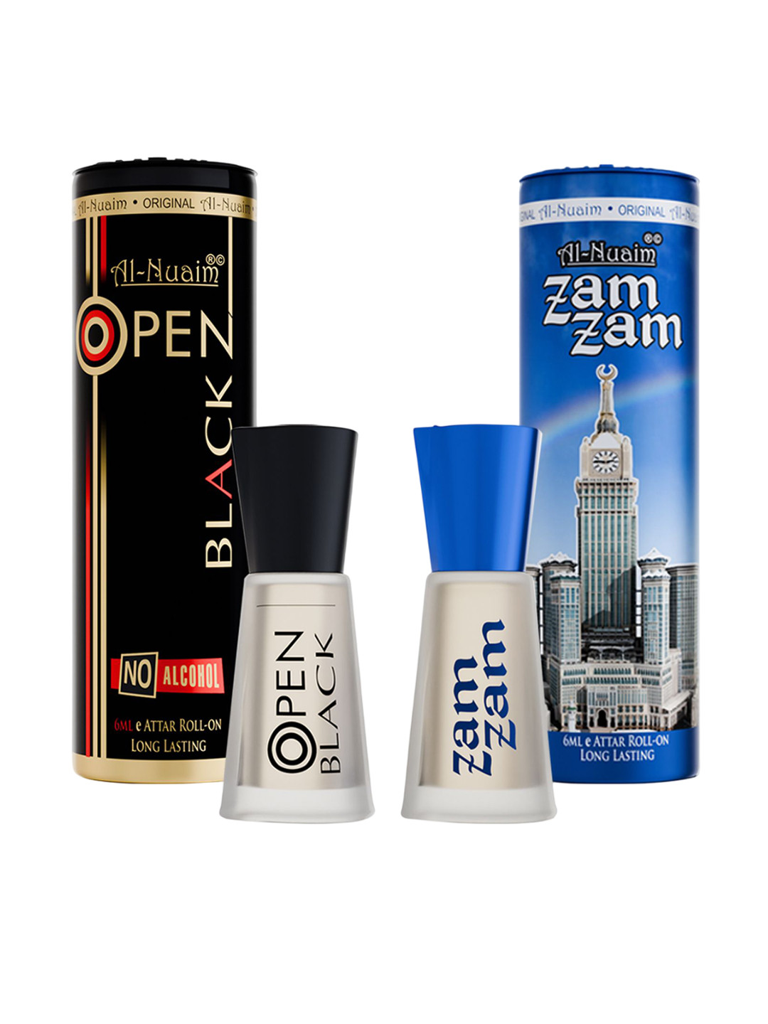 Al-Nuaim Set Of 2 Roll On Attar 6ml Each - Open Black & Zam Zam