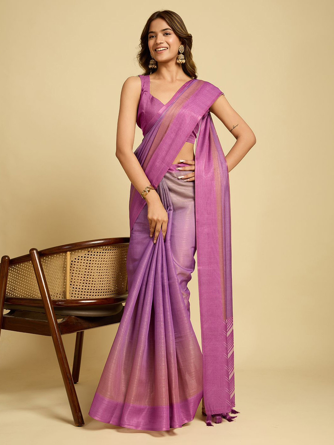 VASTRAKALA Digital Printed Pure Cotton Saree With Blouse