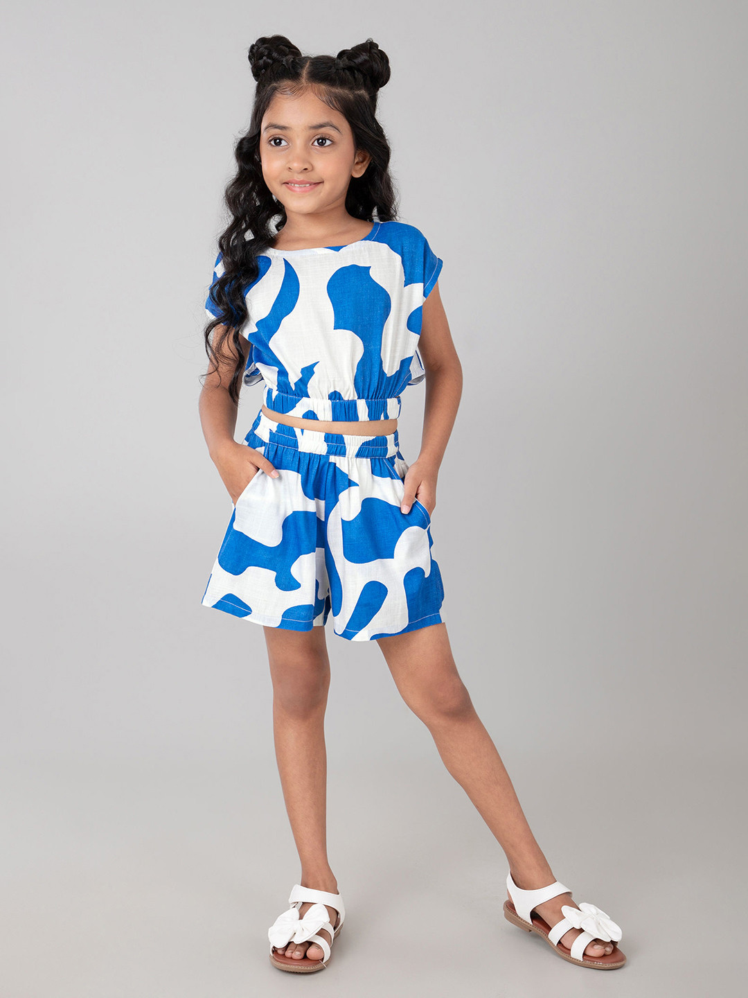 Hopscotch Girls White Pure Cotton  Clothing Set