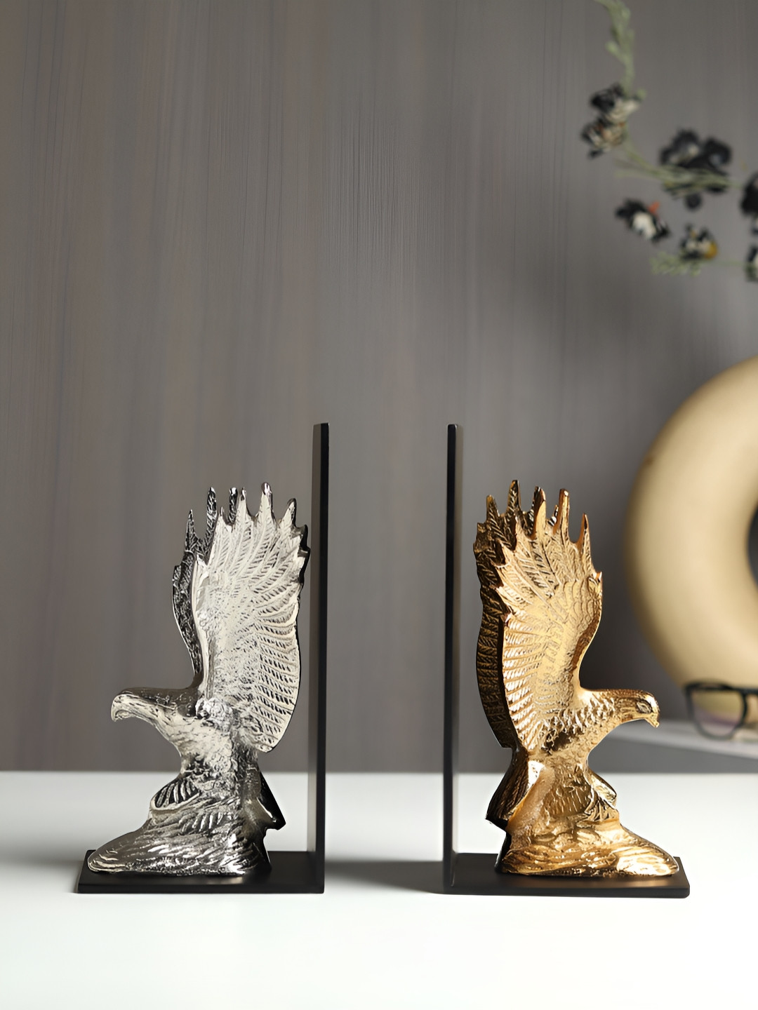 Decor de Maison Gold-Toned & Silver toned The Helion Pair Bookend Showpiece