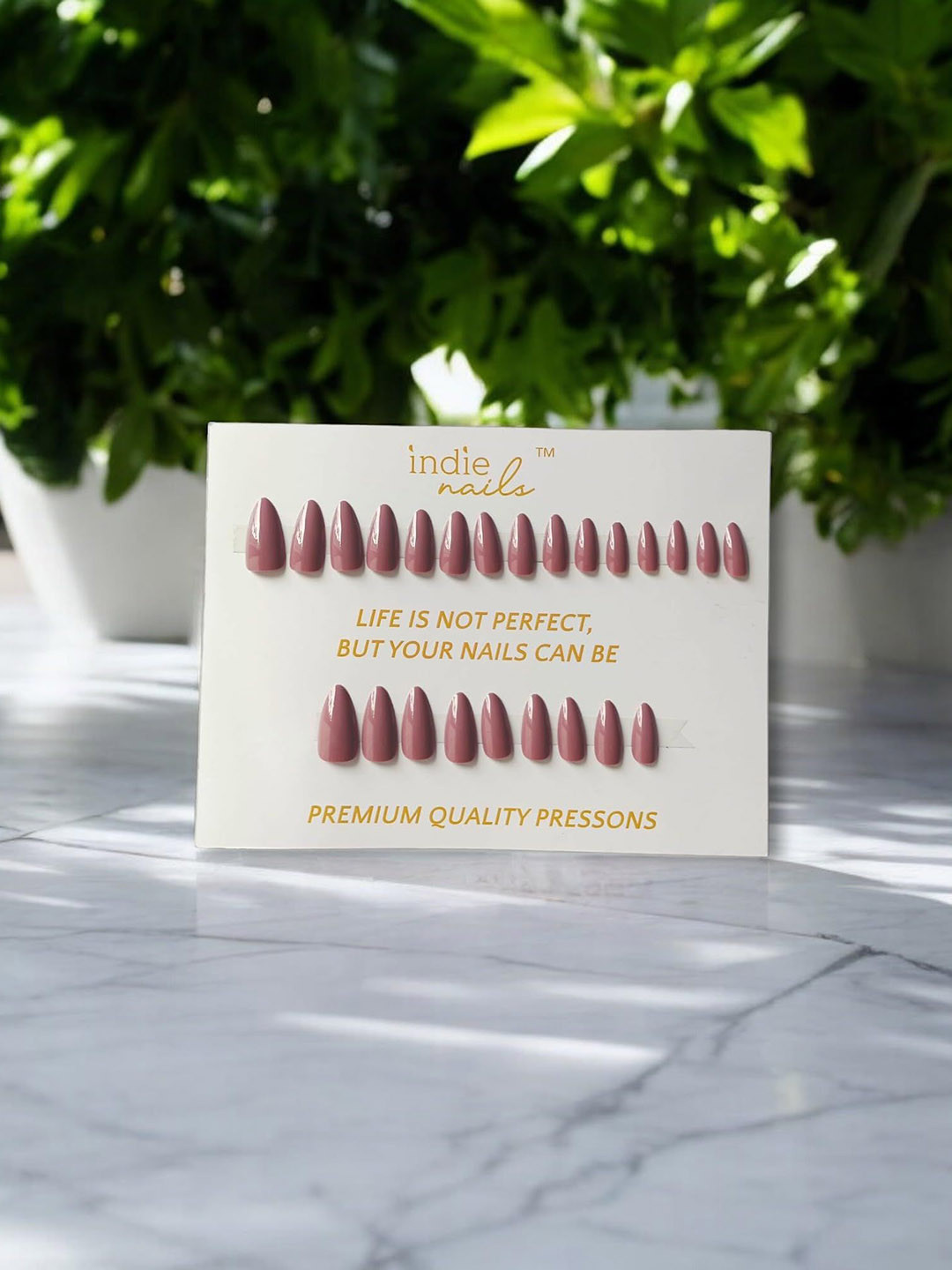 Indie Nails Set Of 24 Glossy Finish Long Length Stiletto Reusable Press-On Nails Kit