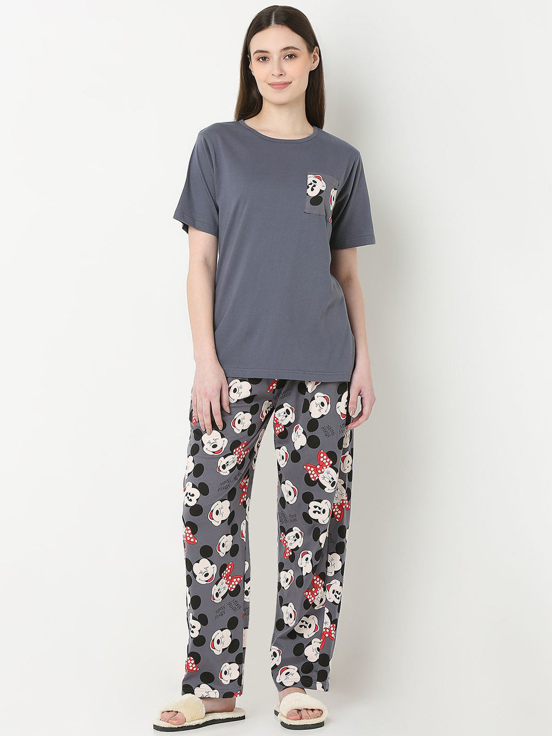 Smarty Pants Women Mickey Mouse Printed Pure Cotton Night suit