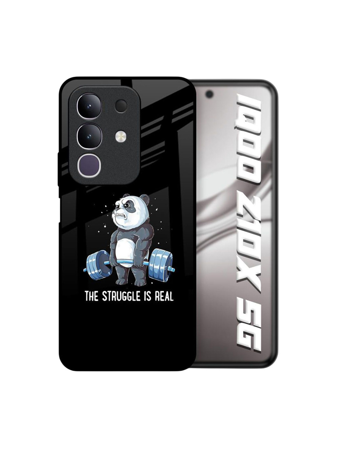 QRIOH Unisex IQOO Z10x 5G Cartoon Characters Real StruggleShockproof Real Glass Back Case