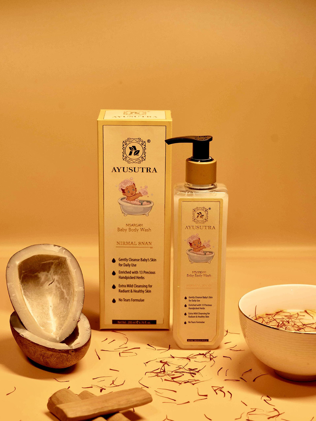 ayusutra Baby Body Wash With 13 Herbs - 200 ml