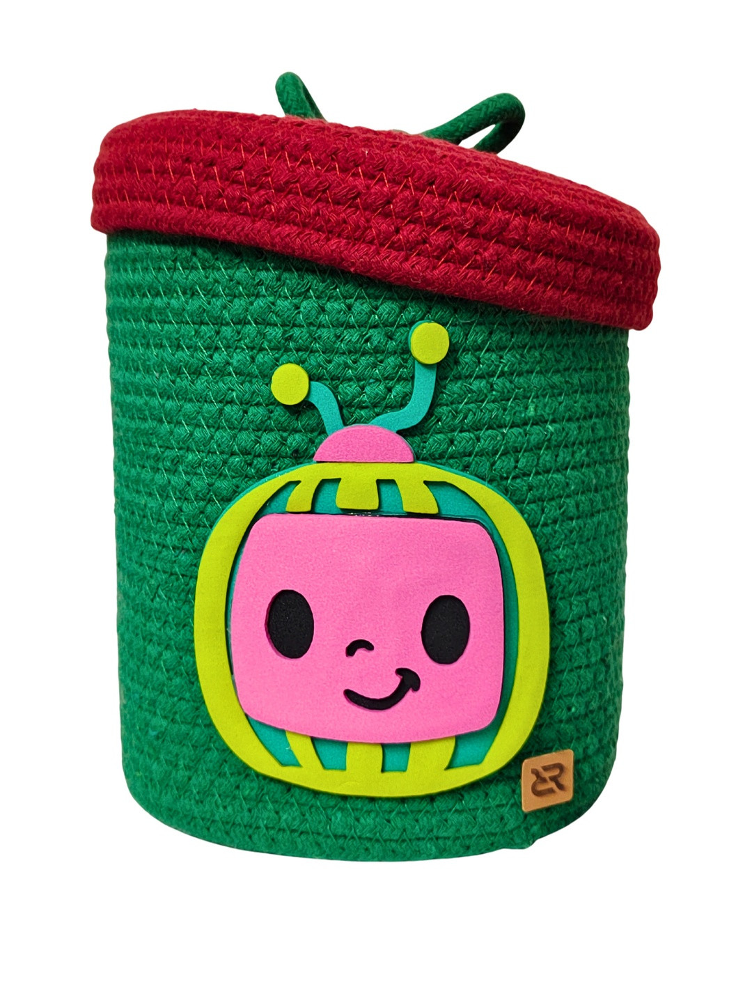 ROUGH ROAD STORE Green Cocomelon Storage Basket With Lid