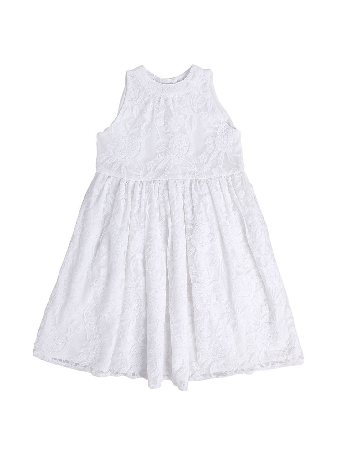 MINI KLUB Girls Self Design Fit & Flare Dress