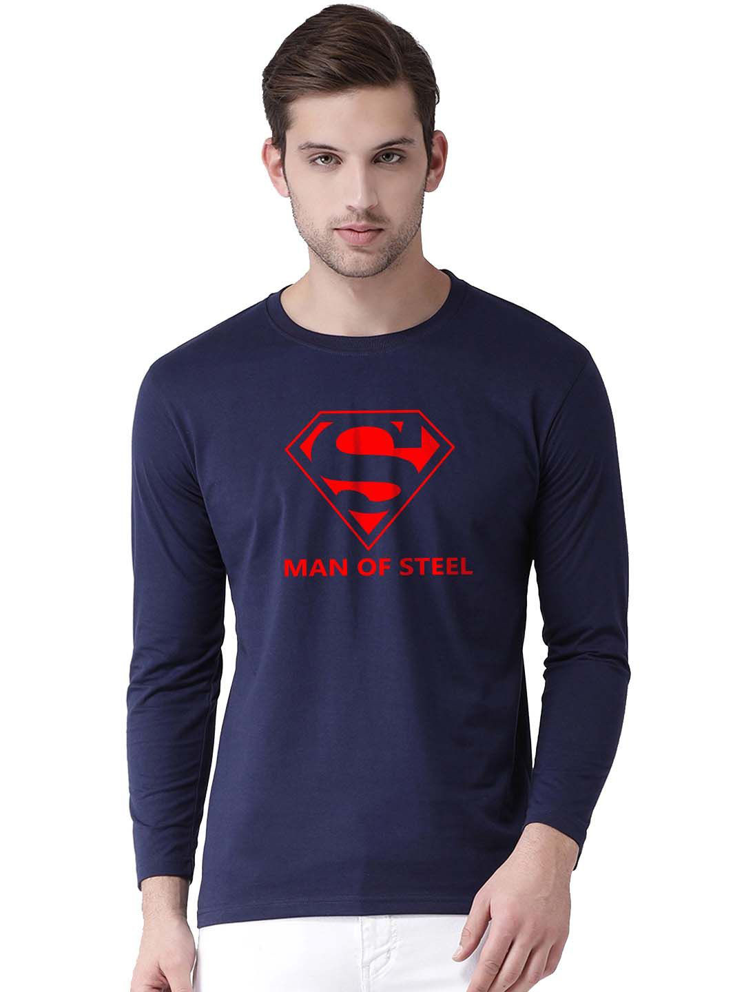 Men's Superman Graphic Round Neck Long Sleeve T-shirt