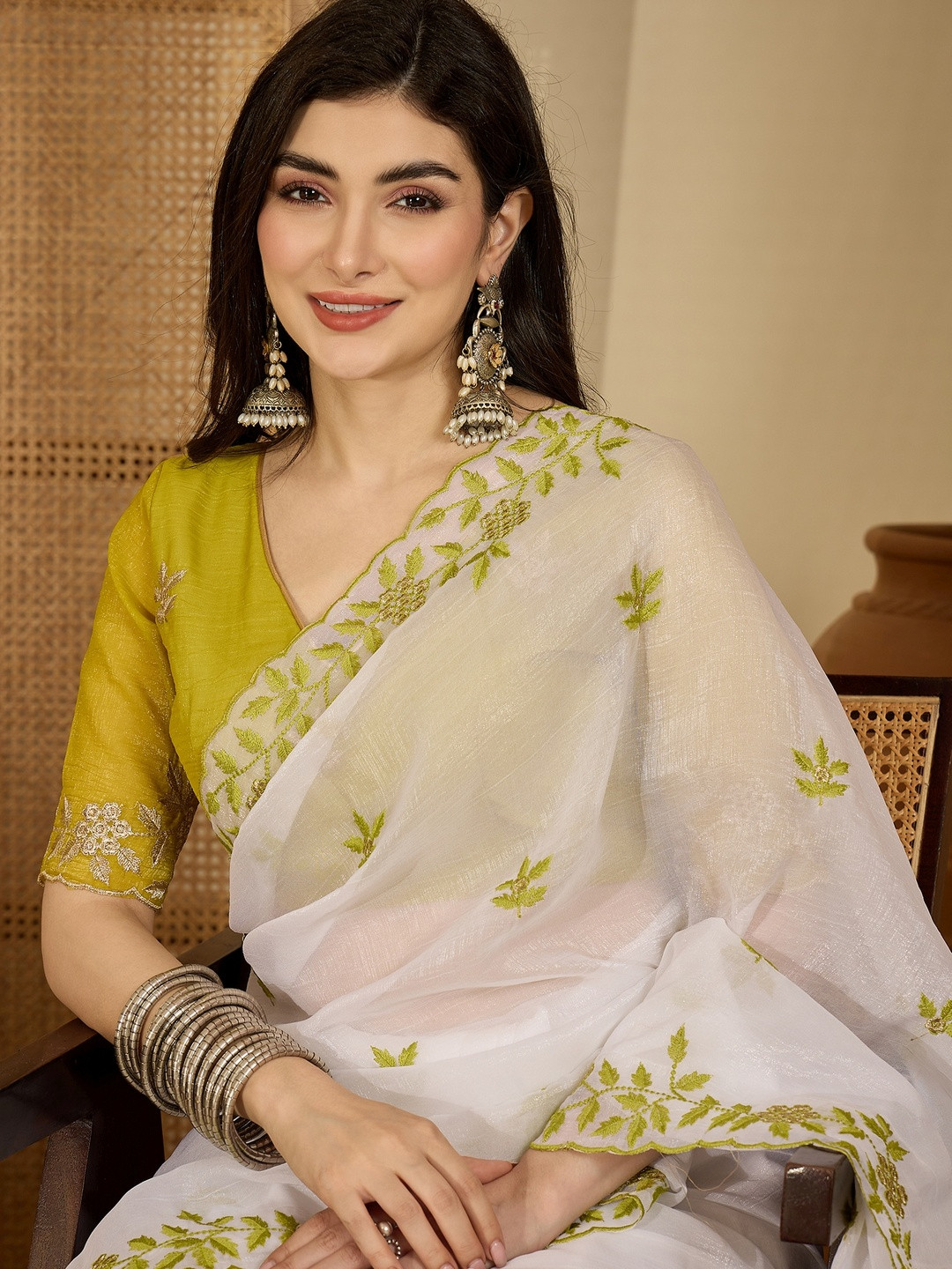 Sangria Embroidered Chiffon Saree