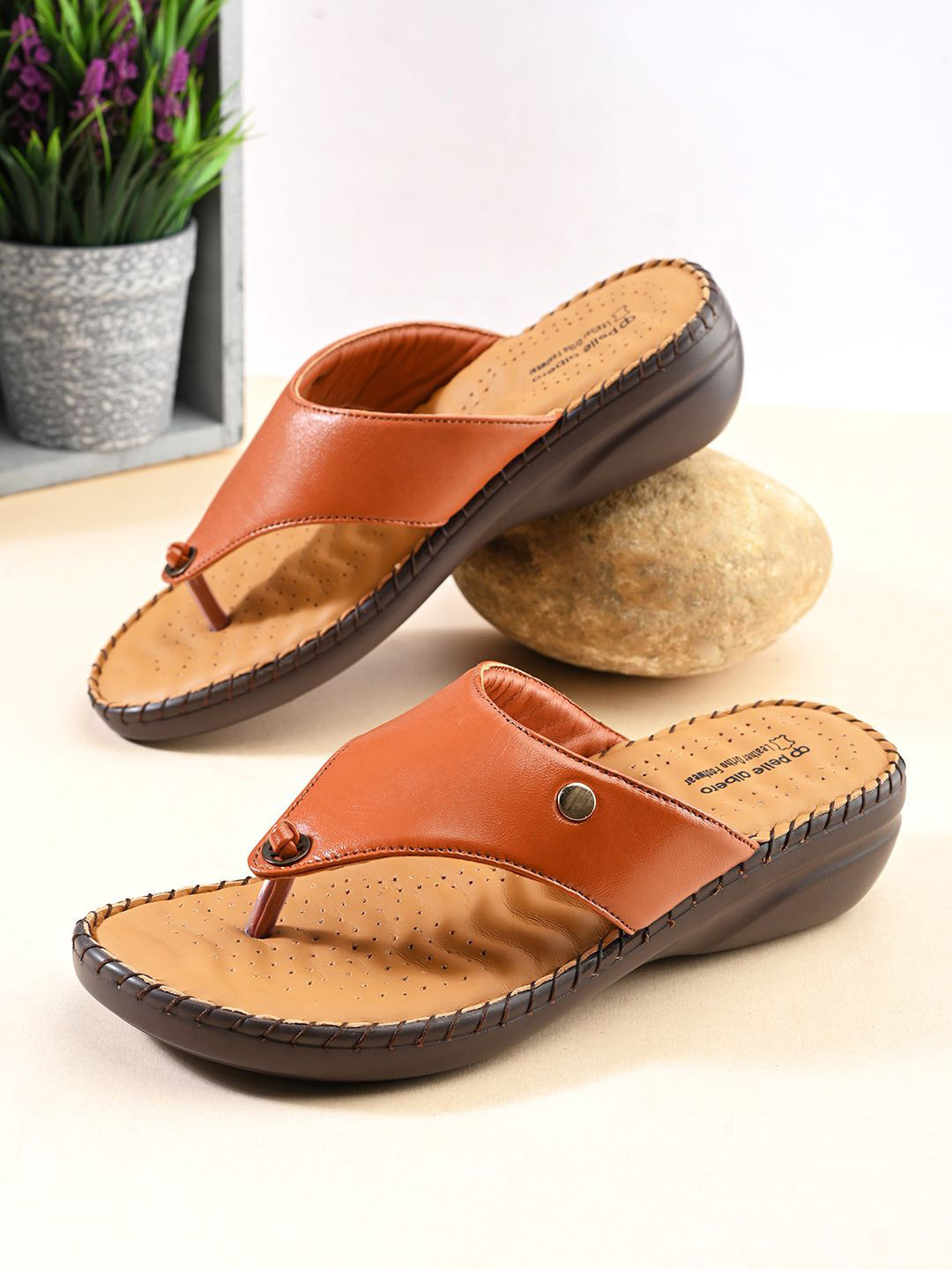 pelle albero Women Open Toe Slip On Orthopedic Comfort Sandals