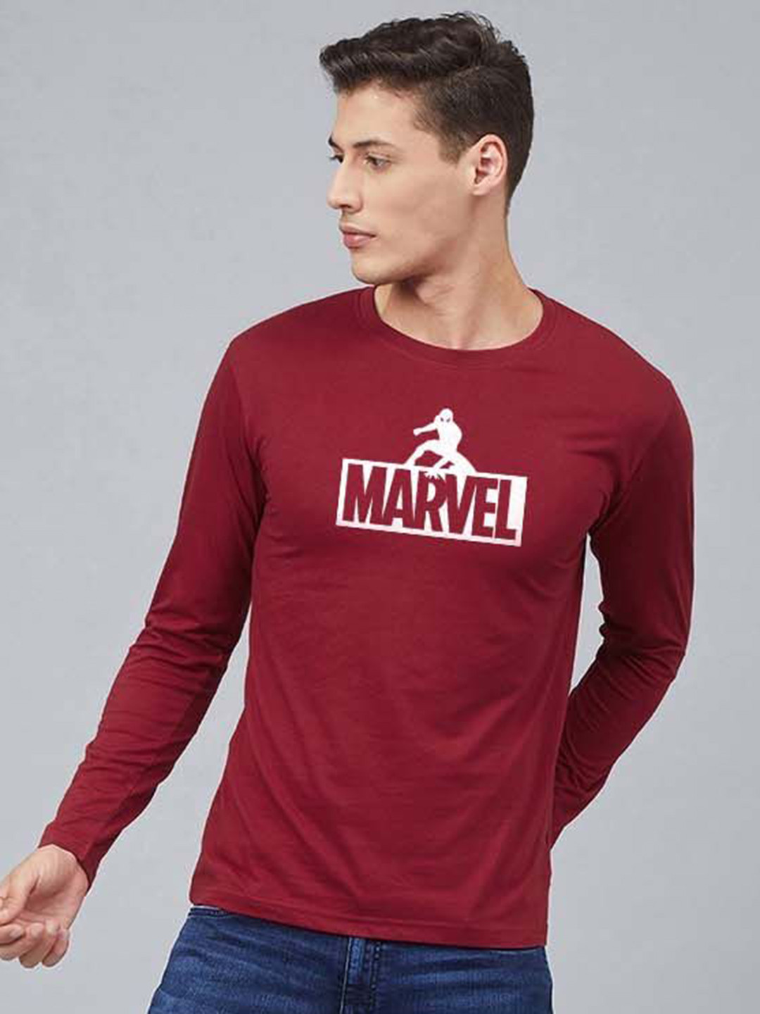 Organic Chics Men Marvel Bio Finish Graphic Printed Round Neck Cotton T-shirt