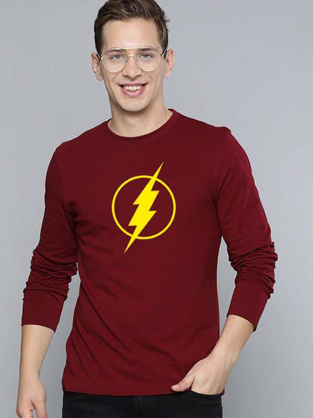 Organic Chics Men Flash Graphic Round Neck T-shirt
