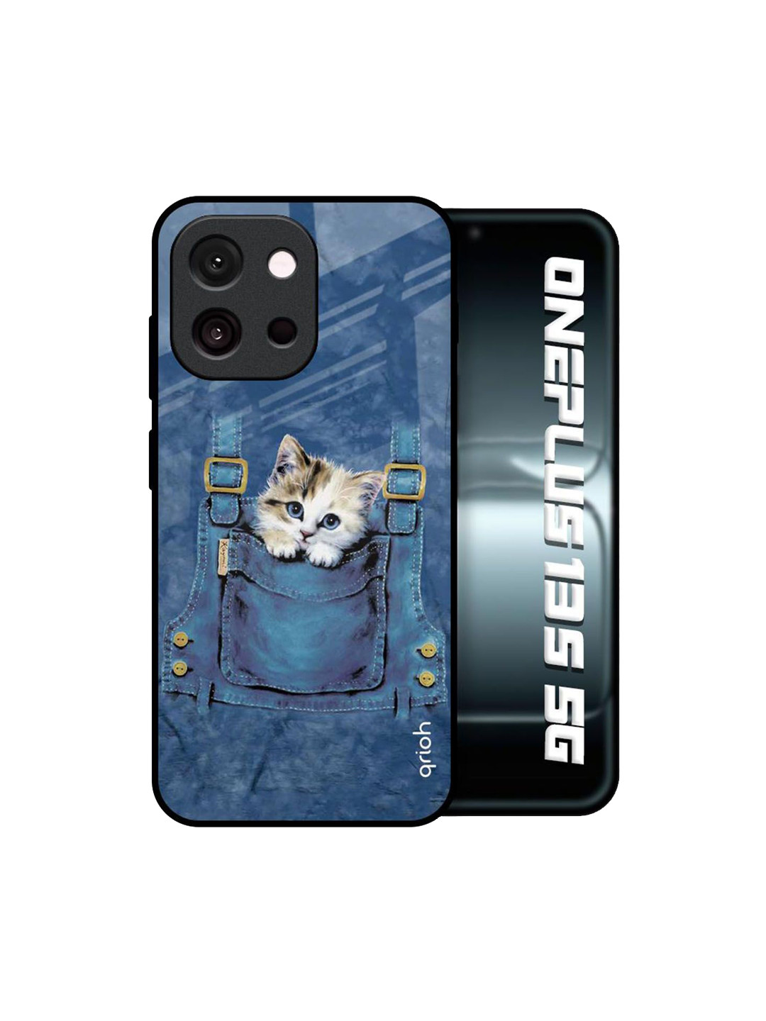 QRIOH Unisex OnePlus 13s 5G Quirky Kitty In Pocket Shockproof Glass Back Case