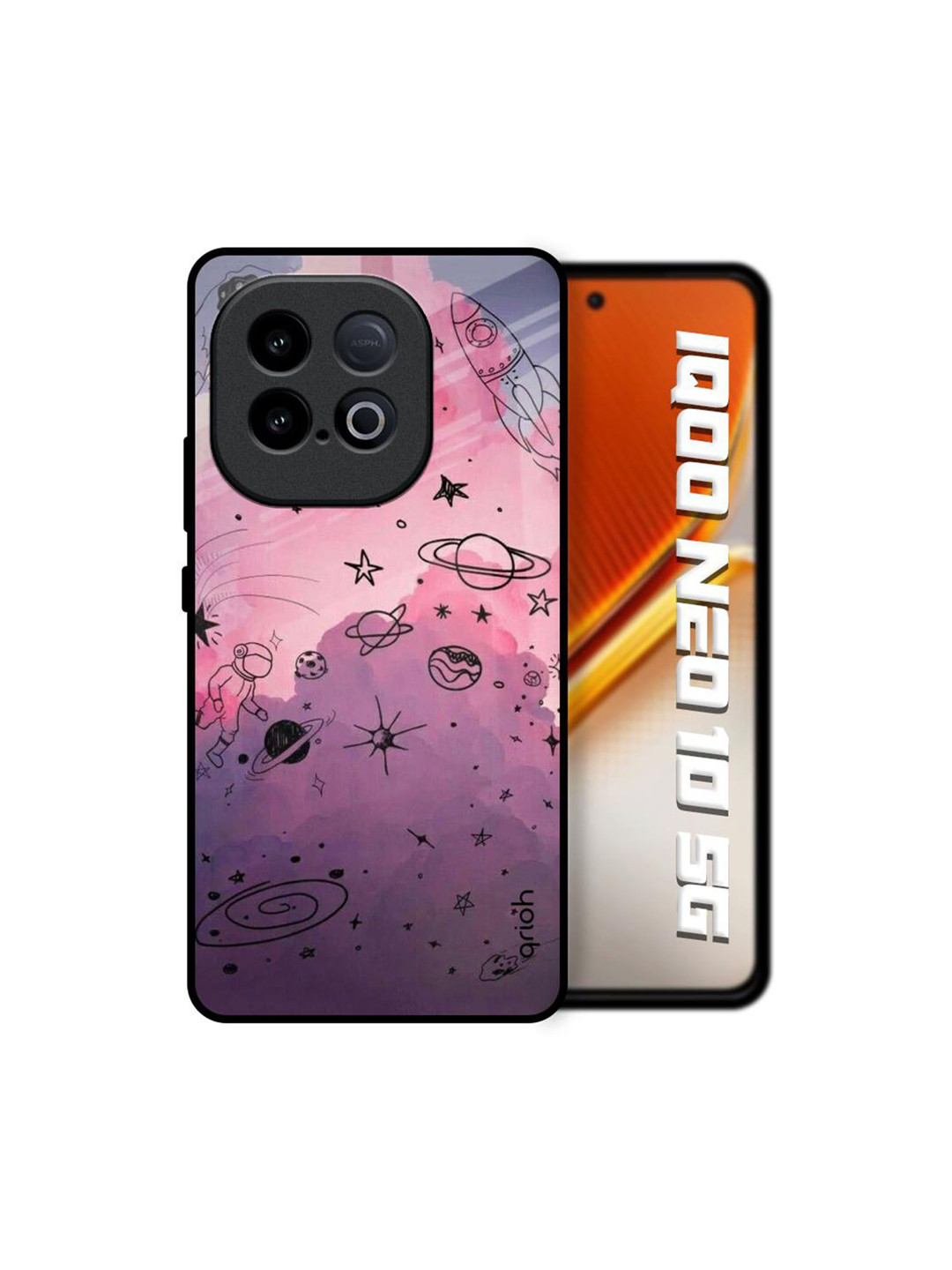 QRIOH Unisex iQOO Neo 10 5G Quirky Space Doodles Shockproof Glass Back Case