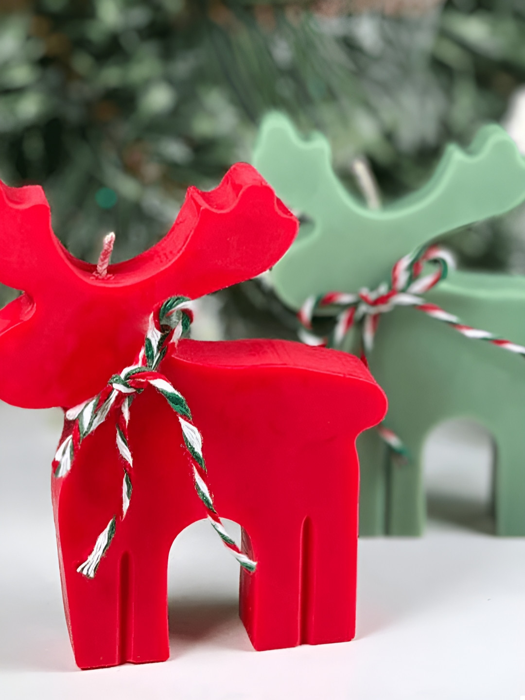 Mandy & Co Handmade Eco Soy Wax Christmas Tree Lead-Free Wick Pillar Soy Candle