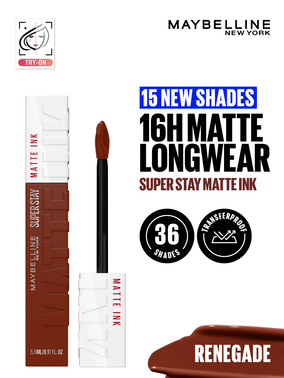 Maybelline New York Superstay Matte Ink Matte Liquid Lipstick 5ml - Renegade