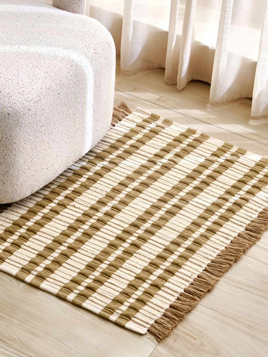 Home Centre Natura Juno Beige & Off-White Textured Dhurrie